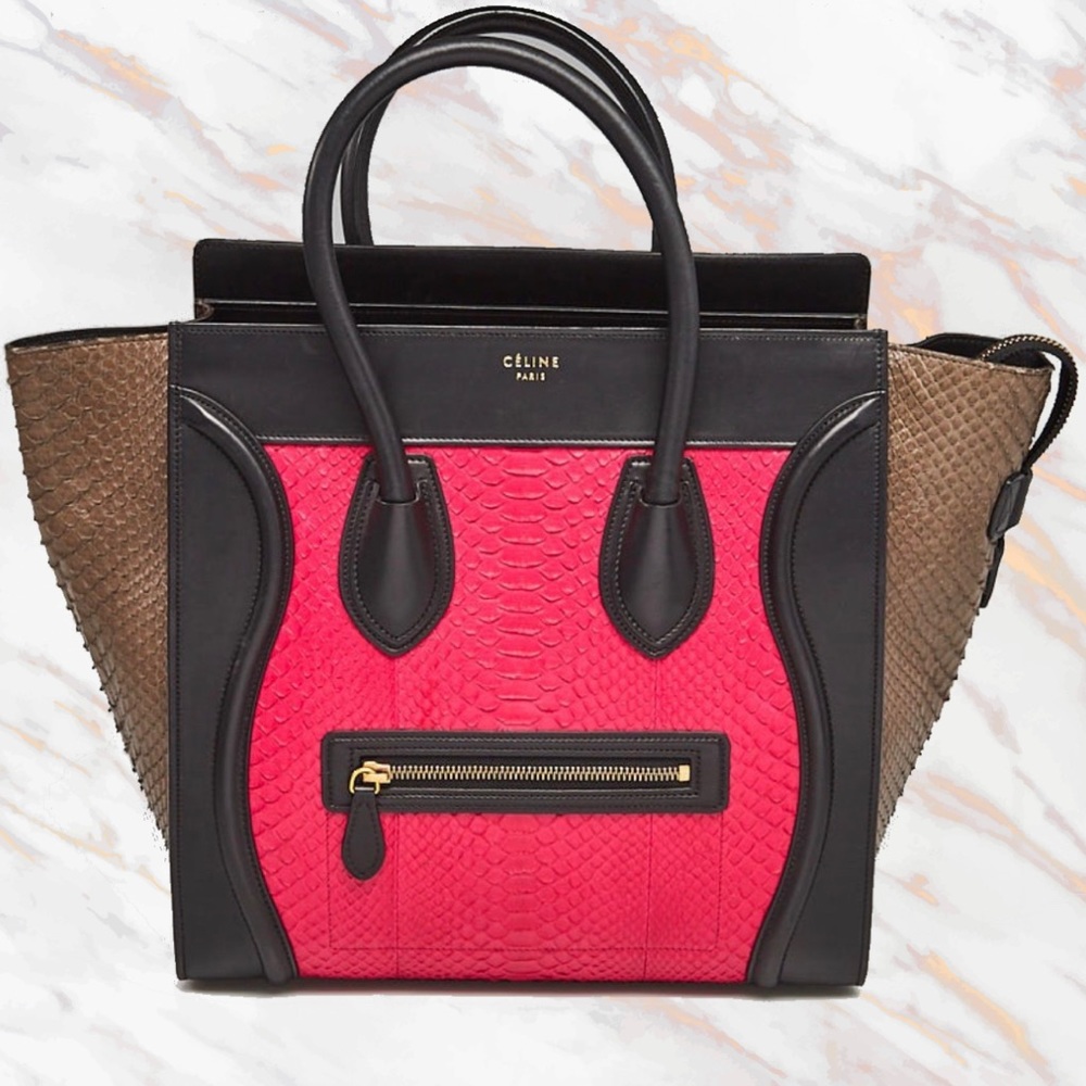 CÉLINE Mini Luggage - Tricolor Python / Calfskin